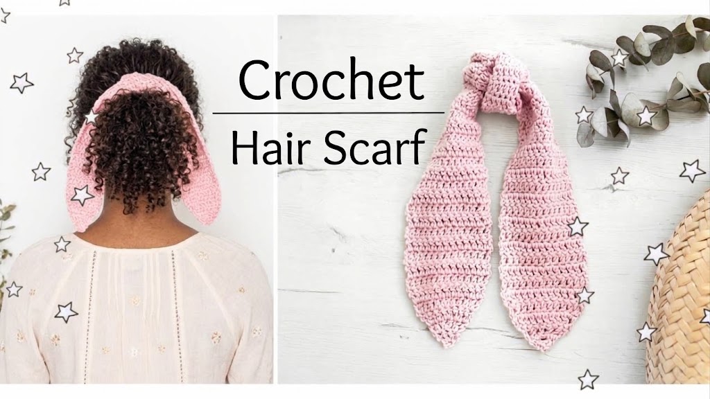 Easy Crochet Hair Scarf Pattern for Beginners | US Double Crochet Pattern