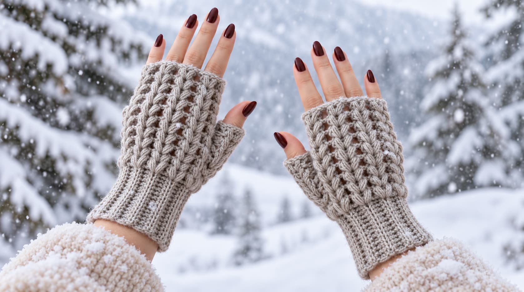 How to Crochet Fingerless Gloves with a Puff V-Stitch Pattern