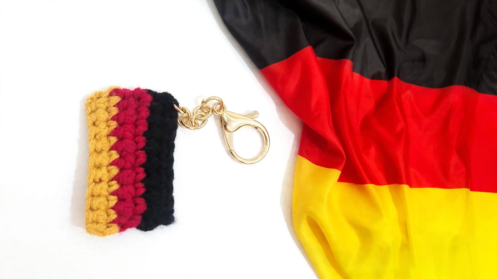 Free Crochet German Flag Keychain Pattern Easy Beginner Video Tutorial