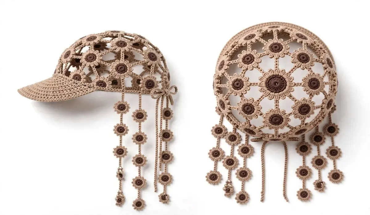 Crochet Floral Net Cap Pattern: Free Two-Tone Daisy Baseball Hat Pattern